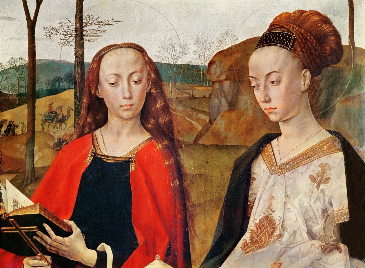 Markéty a svaté Máří Magdalény. Detail z Portinarského oltářního obrazu. Kolem roku 1479. olej na dřevě od Hugo van der Goes
