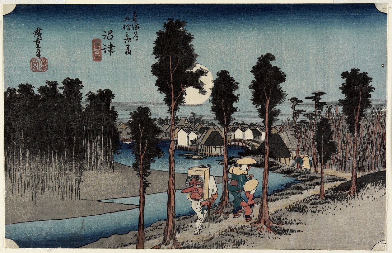 Soumrak v Numazu, c. 1833 od Utagawa Hiroshige
