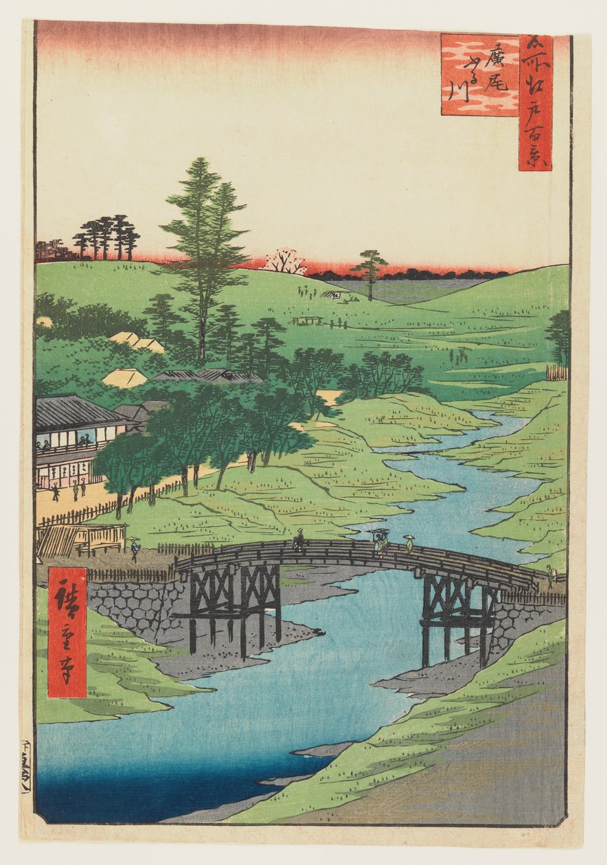 Furukawa River, Hiroo, 1856 (barevný dřevořez) od Utagawa Hiroshige