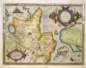 Mapa Tartárie, severní-střední Asie, z Theatrum Orbis Terrarum od Abrahama Orteliuse