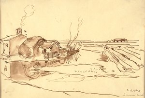 Krajina (inkoust na papíře)