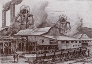 Velšský uhelný důl (litho) od Charles John de (after) Lacy