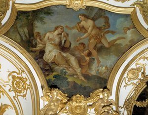 Psyche shromážděná Zephirem Stropní malba od Charlese Josepha Natoire (Charles-Joseph Natoire od Charles Joseph Natoire