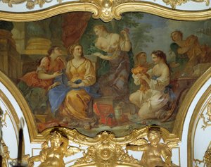 Psyché ukazuje své tresory svým sestrám Stropní obraz od Charlese Josepha Natoire (Charles-Joseph Natoire od Charles Joseph Natoire
