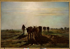 Voli jdoucí k orbě, ranní efekt Obraz Constant Troyon (1810-1865) 1855 Ne. 2,6x4 m Paříž, Musee d