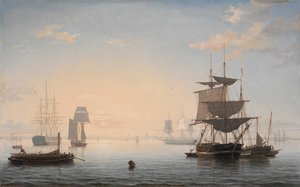Přístav Boston, s městem v dálce, c.1846-47