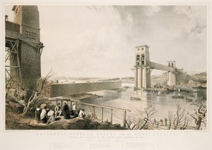Britannia Tubular Bridge během stavby, 3. prosince 1849