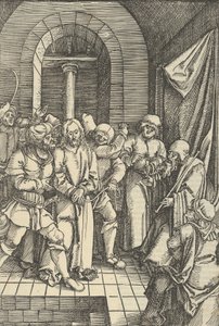 Kristus před Annášem, od zrcadla umučení našeho Pána Ježíše Krista, 1507. od Hans Schäufelein the Elder