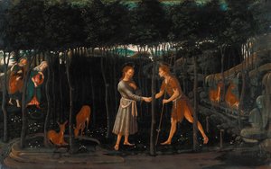 Setkání Ježíška a Jana Křtitele od Jacopo del Sellaio