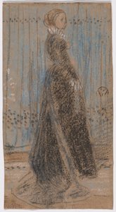 Studie k "Aranžmá v černé barvě, č. 2: Portrét paní Louis Huthové" (recto); studie k "Symfonii v tělové a růžové barvě: Portrét paní Frances Leylandové" (verso).
