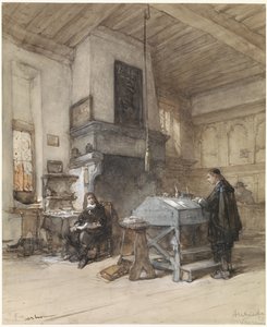 Archiv ve Veere s postavami v kostýmu ze sedmnáctého století od Johannes Bosboom
