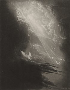 Satan sleduje výstup do nebe, kolem roku 1827 (mezzotinta)