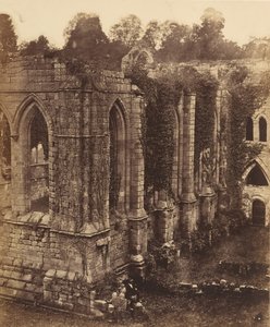 Fountains Abbey. Refektář a kuchyně, 50. léta 19. století.