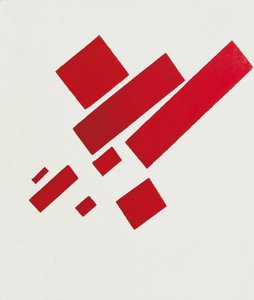 Osm červených obdélníků. Obraz Kazimira Severinoviče Maleviče (Malevich, Malevic) (1878-1935)