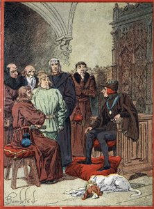 Francouzský král Ludvík XII. (1462-1515) přijímající pařížské buržoazie v parloir aux burgeois, první radnici v Paříži dne 26. 11. 1514 (francouzský král Ludvík XII. přijímá v „“Salónu měšťanů“, první radnice v Paříži zástupci tl