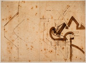 Plán opevnění brány spravedlnosti od Michelangelo Buonarroti