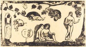 Ženy, zvířata a listí od Paul Gauguin