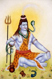 Miniaturní malba na papíře Lord Shiva Shanker