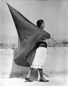 Žena s vlajkou, Mexico City, 1928