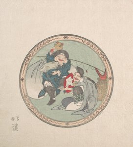 Ebisu a Daikoku, dva ze sedmi bohů štěstí, 19. století.