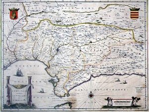 Mapa Andalusie, Španělsko (rytina)