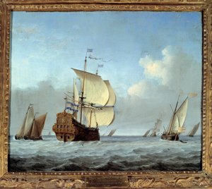 Námořnictvo s vlajkovou lodí Malba Willema Van de Velde II le Jeune (1633-1707) 17. století Sun. 0,35x0,42 m