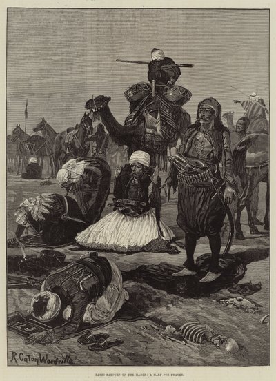 Bashi-Bazouks na pochodu, zastavení pro modlitbu od Richard Caton Woodville junior